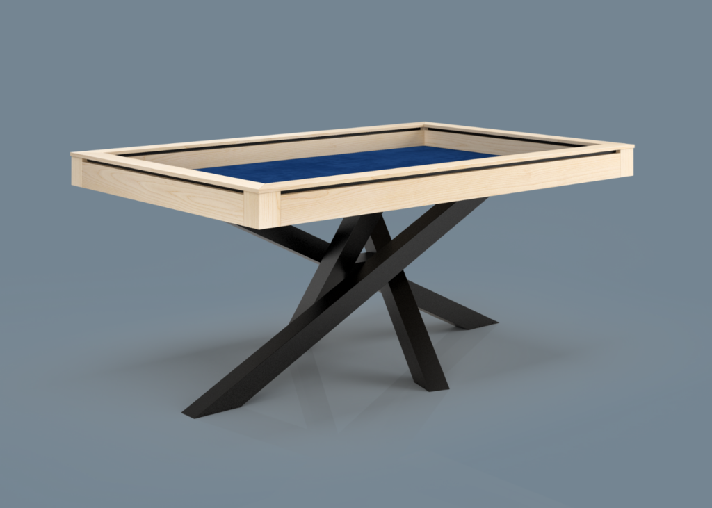 Table de jeux créée par Apex Mobilier : des joueurs utilisent une table de jeux pour jouer à une partie de jeux de société.