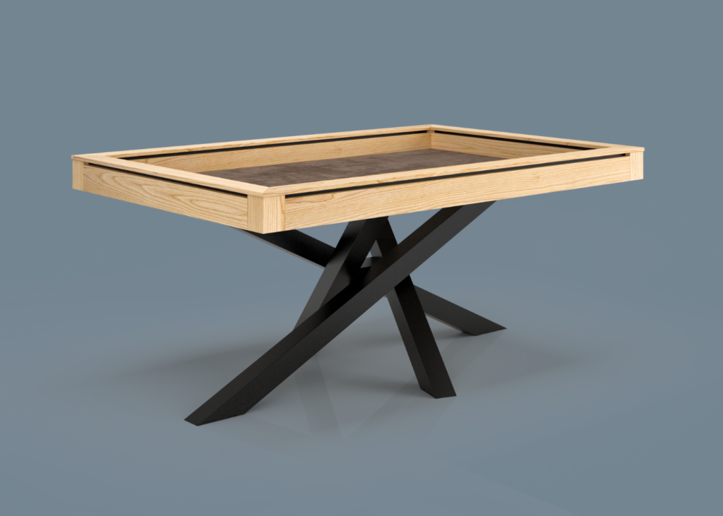 Table de jeux créée par Apex Mobilier : des joueurs utilisent une table de jeux pour jouer à une partie de jeux de société.