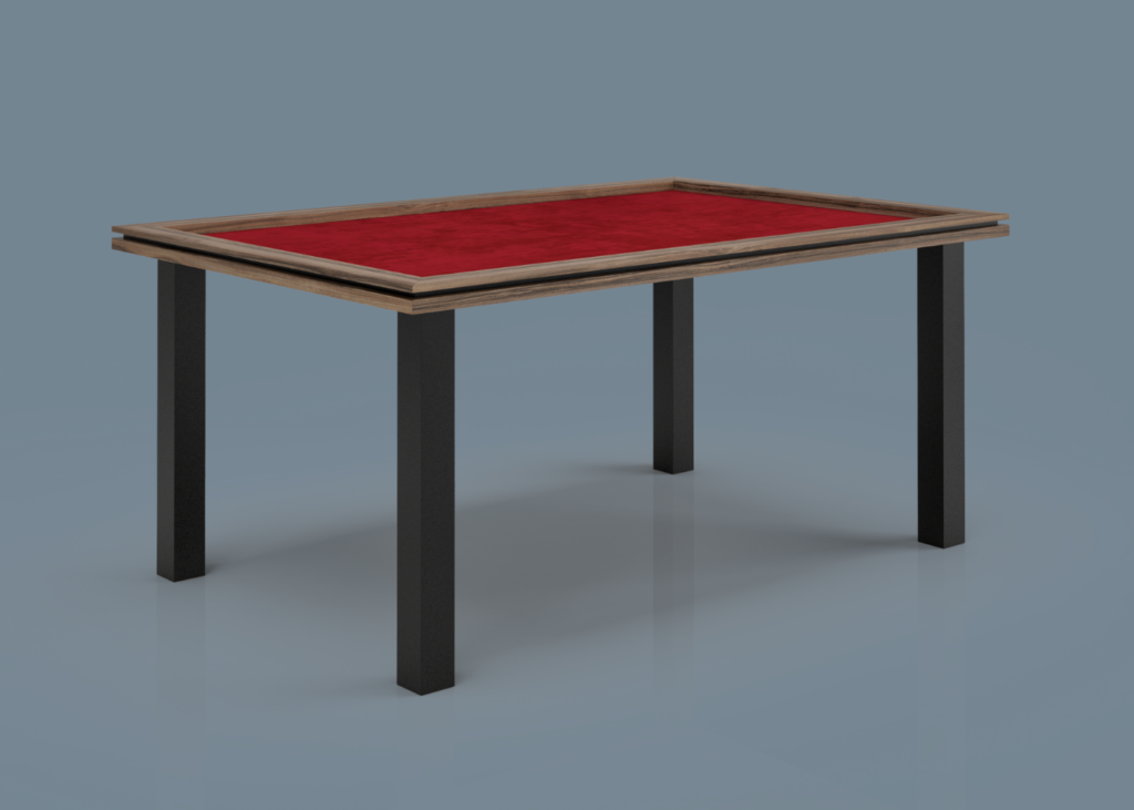 Table de jeux créée par Apex Mobilier : des joueurs utilisent une table de jeux pour jouer à une partie de jeux de société.