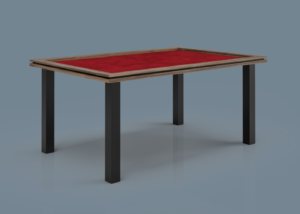 Table de jeux créée par Apex Mobilier. Entretenir une table de jeux avec son tapis en suède est important